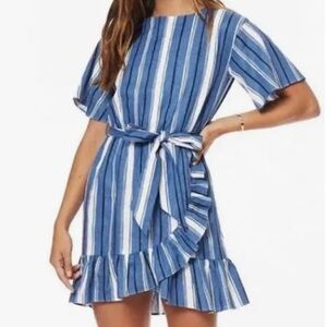 LOST + WANDER Blue Striped dress